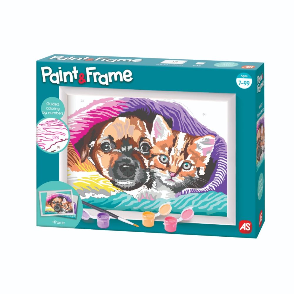 Комплект за рисуване по номера, Happi Hobbi, Paint and frame, Сладко приятелство