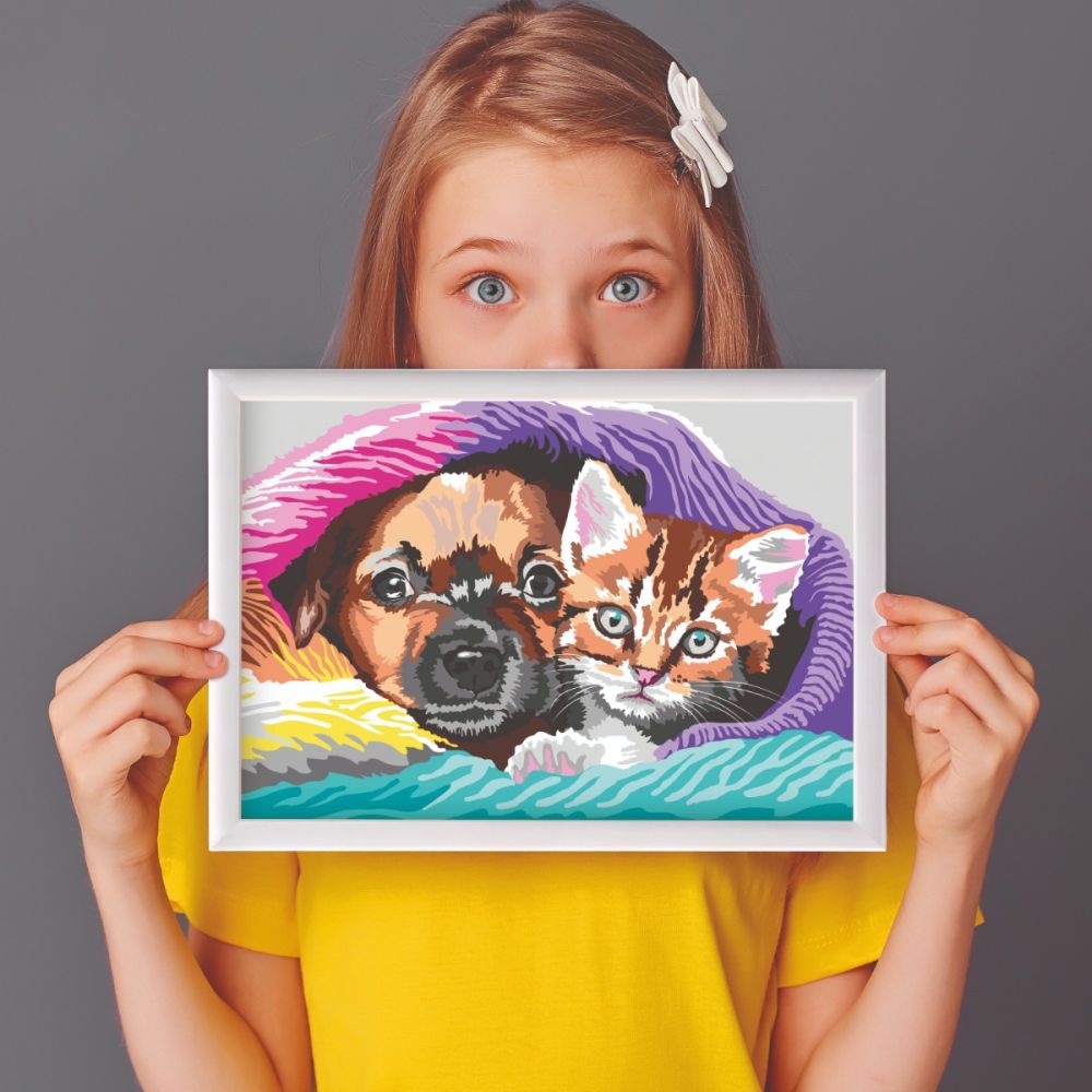 Комплект за рисуване по номера, Happi Hobbi, Paint and frame, Сладко приятелство