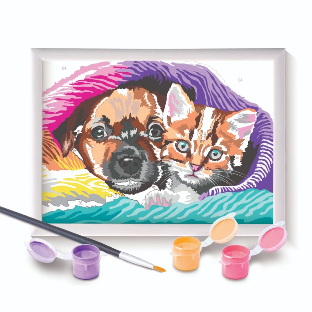 Комплект за рисуване по номера, Happi Hobbi, Paint and frame, Сладко приятелство