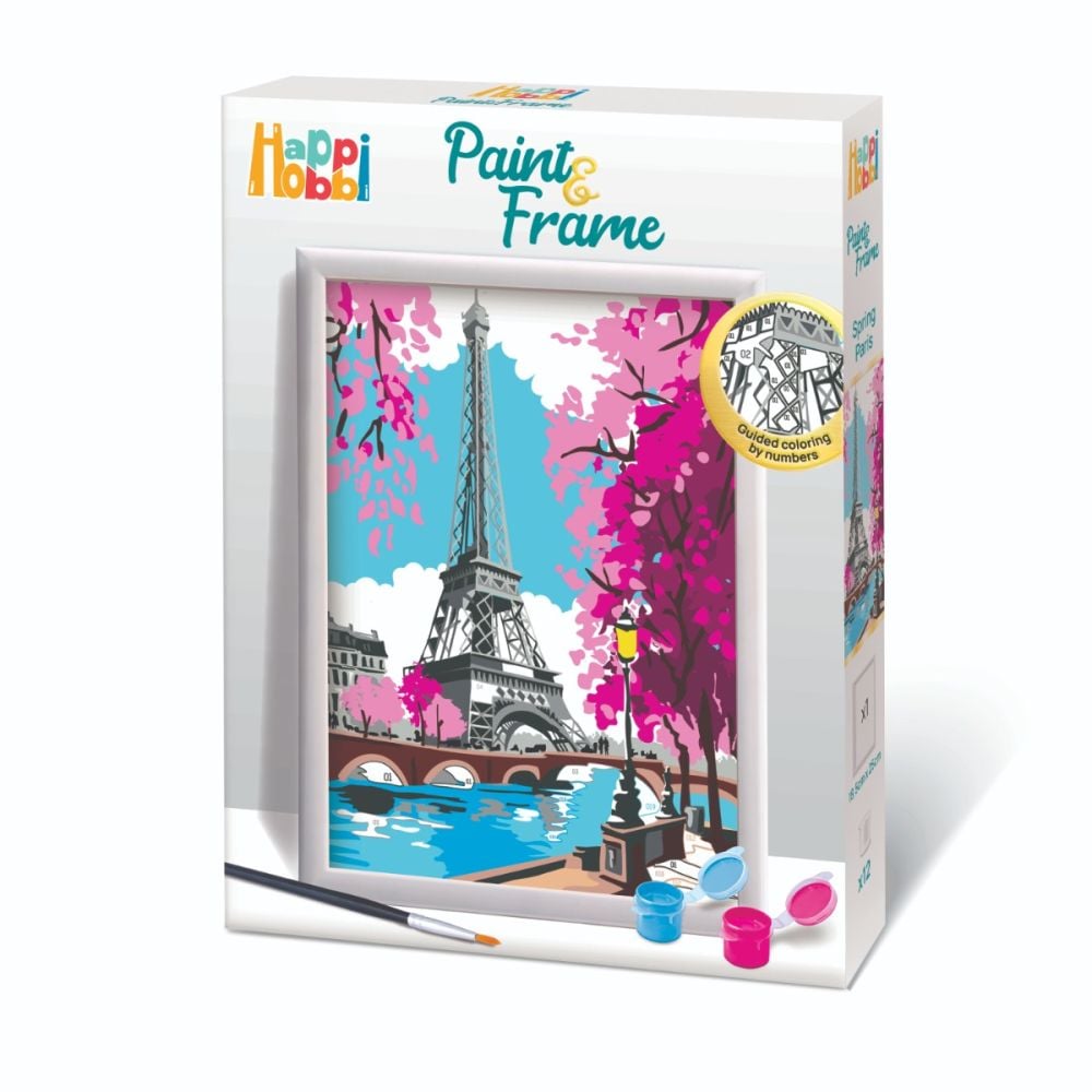 Комплект за рисуване по номера, Happi Hobbi, Paint and frame, Пролетен Париж