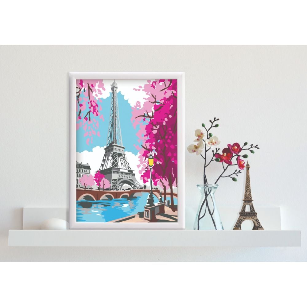 Комплект за рисуване по номера, Happi Hobbi, Paint and frame, Пролетен Париж