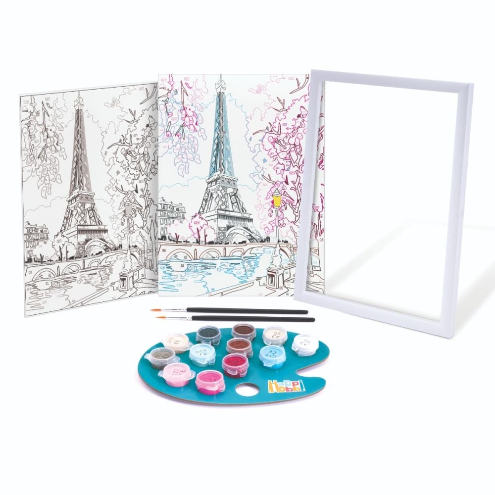 Комплект за рисуване по номера, Happi Hobbi, Paint and frame, Пролетен Париж