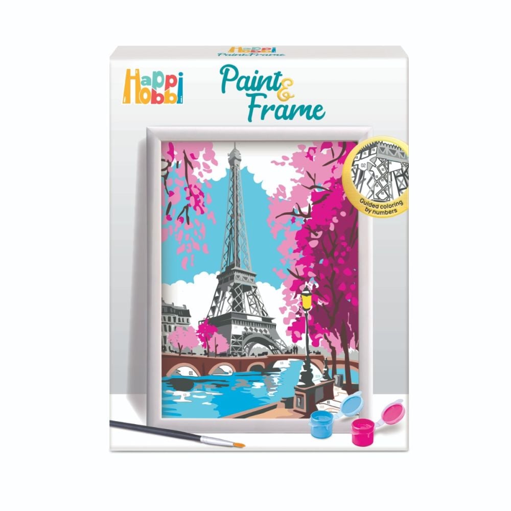 Комплект за рисуване по номера, Happi Hobbi, Paint and frame, Пролетен Париж