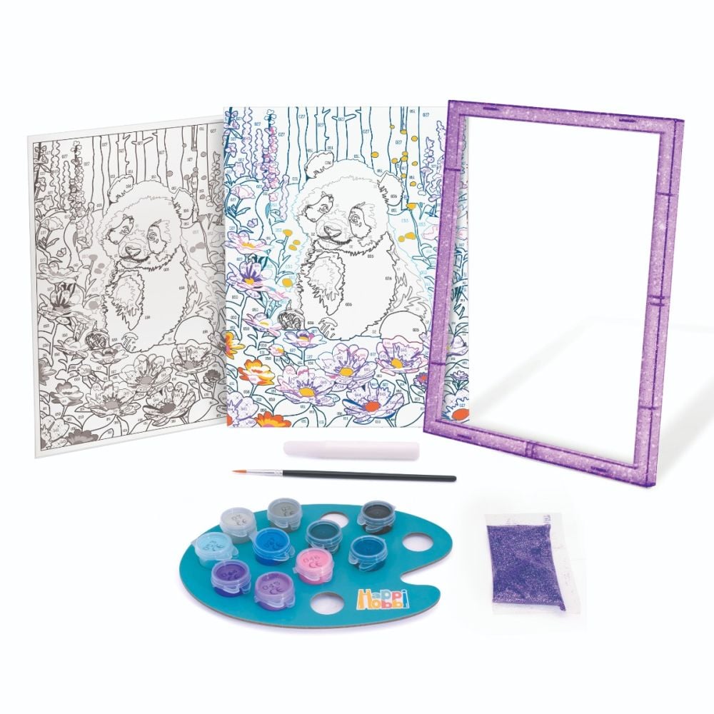 Комплект за рисуване по номера, Happi Hobbi, Paint and frame, Пандата мечтател