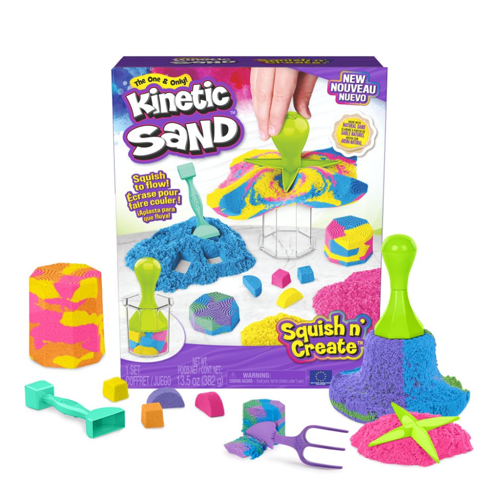 Комплект за игра с пясък и различни формички, Kinetic Sand, Squish N Create, 20139539