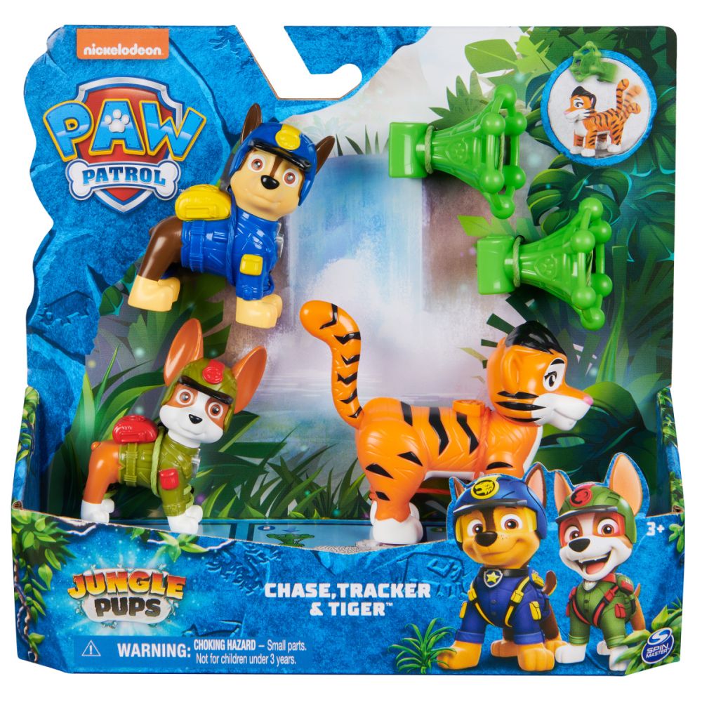 Комплект фигурки, Paw Patrol, Jungle Pups, Chase, Tracker и Tiger