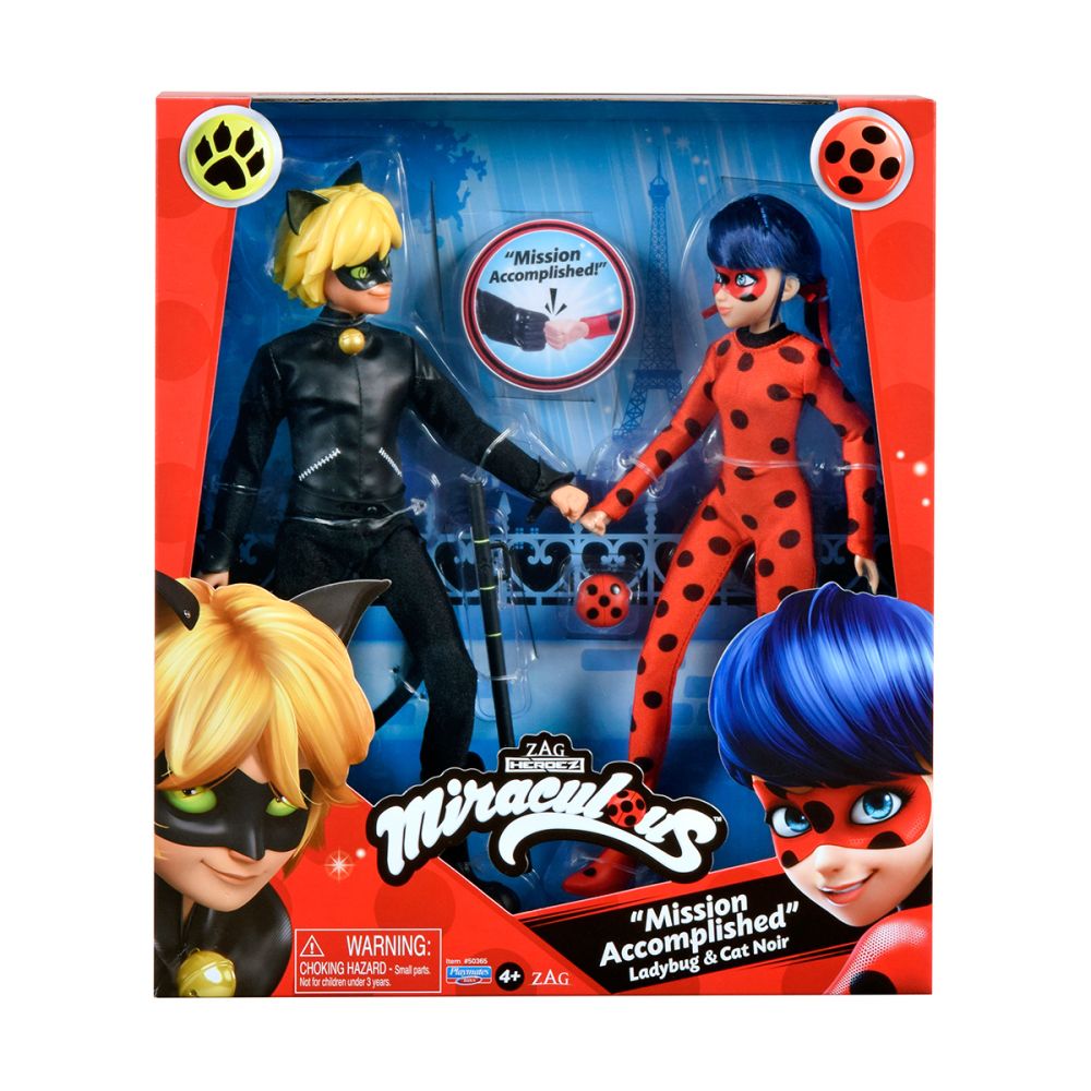 Комплект от 2 кукли Miraculous, Ladybug, Zag Heroez, Ladybug и Cat Noir, 30 см