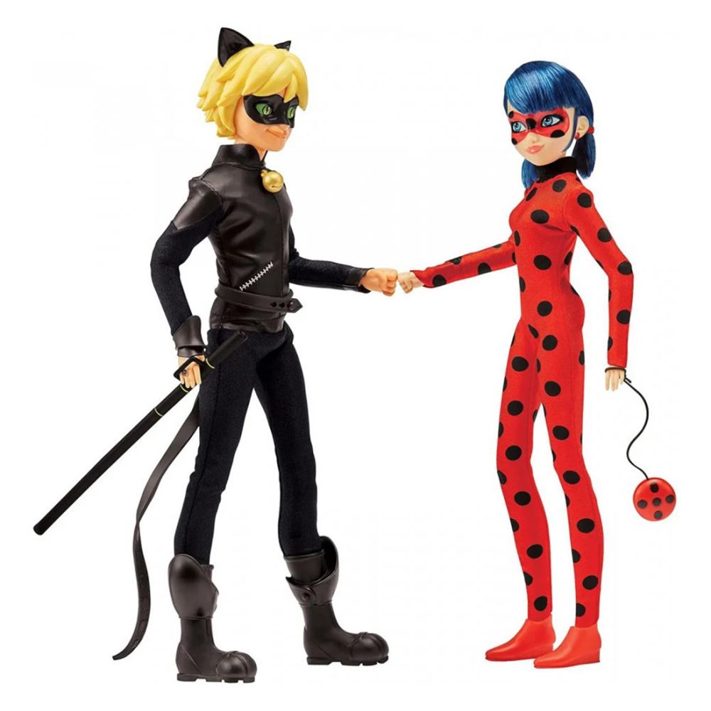 Комплект от 2 кукли Miraculous, Ladybug, Zag Heroez, Ladybug и Cat Noir, 30 см