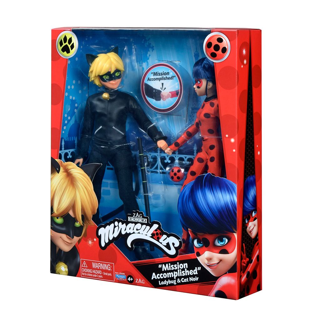 Комплект от 2 кукли Miraculous, Ladybug, Zag Heroez, Ladybug и Cat Noir, 30 см
