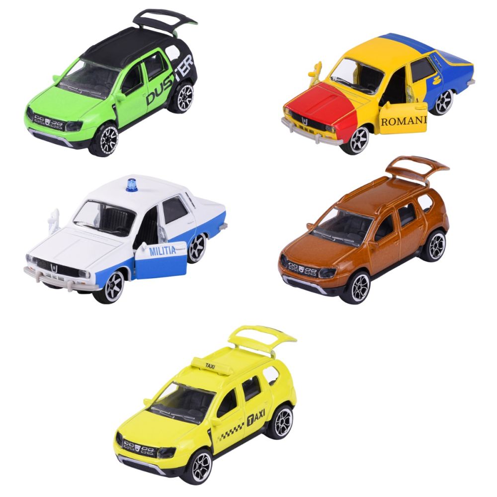 Комплект 5 метални колички Dacia 1300 и Dacia Duster, Majorette, 7 см