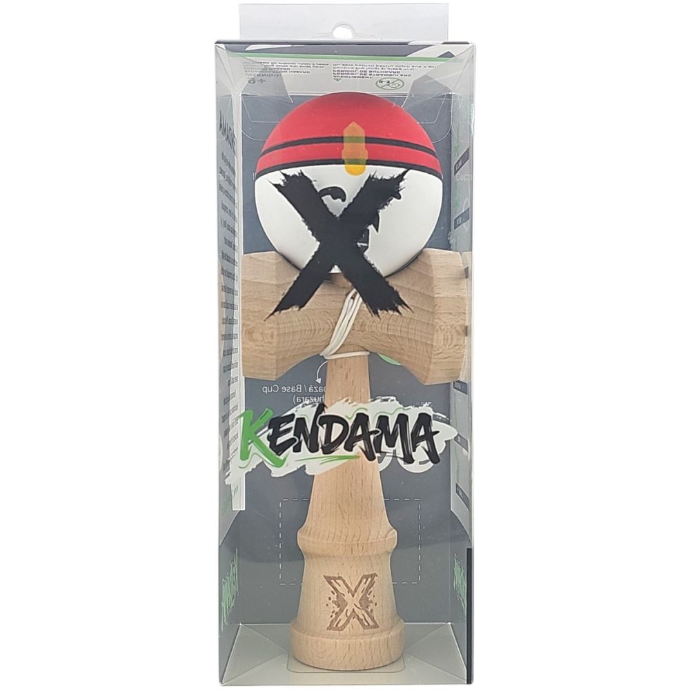 Дървена играчка за сръчност, Kendama X, Super Sticky, 18 cм, Червено, Бяло, Жълто