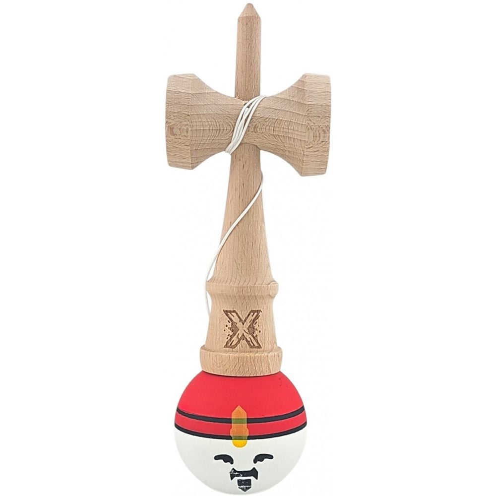 Дървена играчка за сръчност, Kendama X, Super Sticky, 18 cм, Червено, Бяло, Жълто
