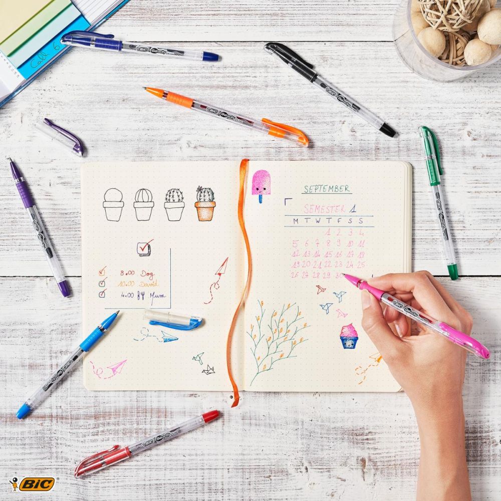 Комплект 4 гел химикалки, Bic, Gel-ocity Stic, 0,5 мм