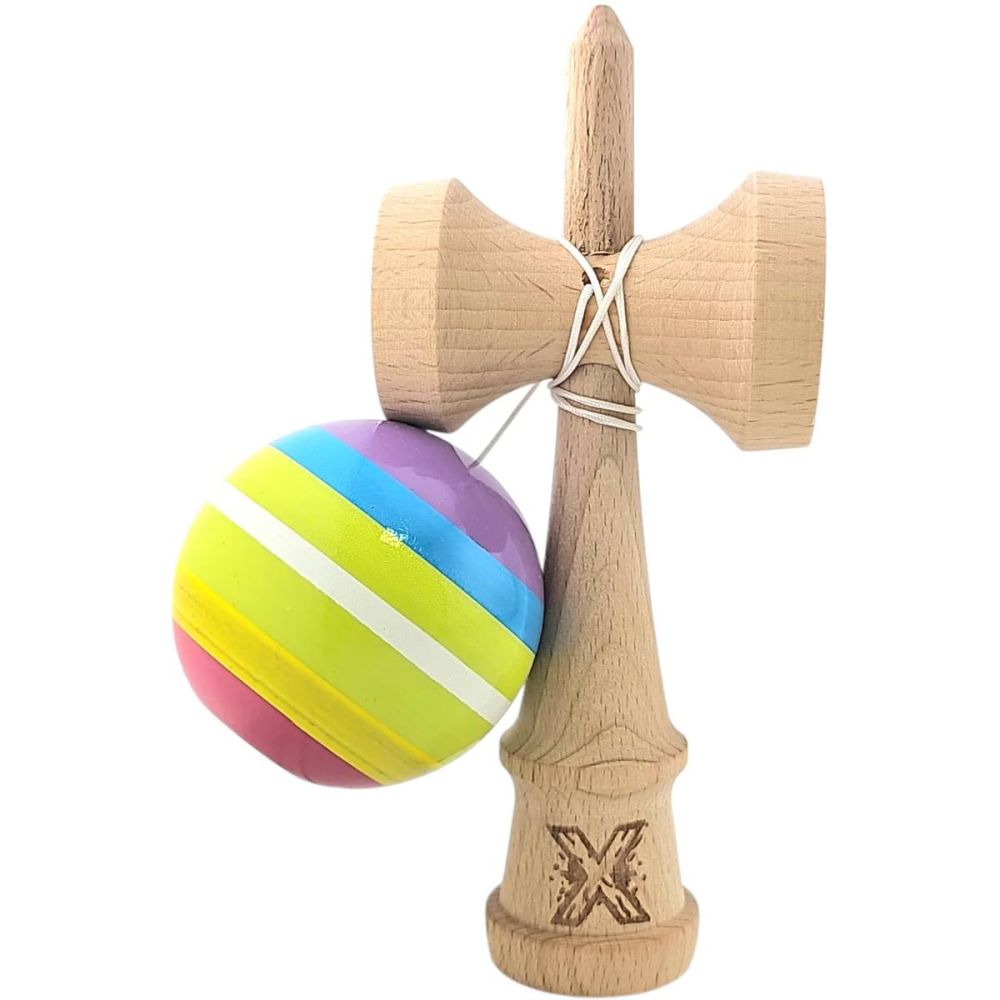 Дървена играчка за сръчност, Kendama X, Super Sticky, 18 см, Многоцветна
