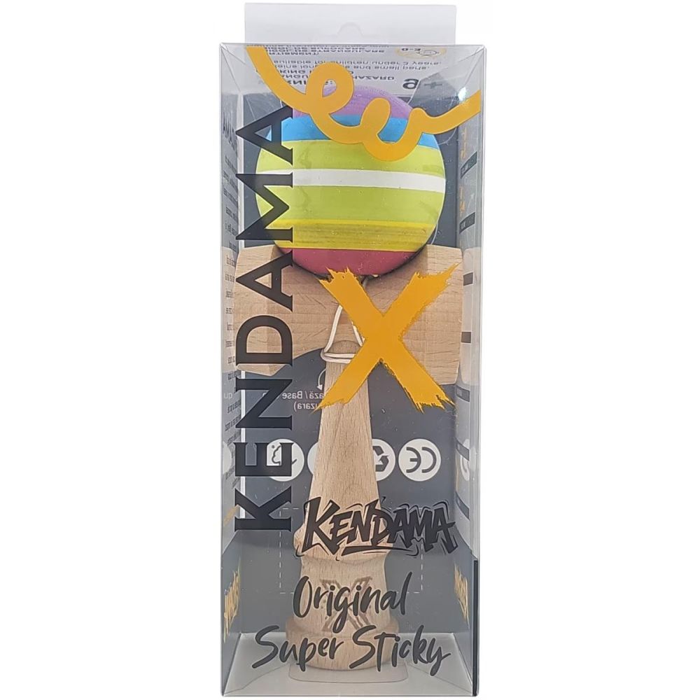 Дървена играчка за сръчност, Kendama X, Super Sticky, 18 см, Многоцветна