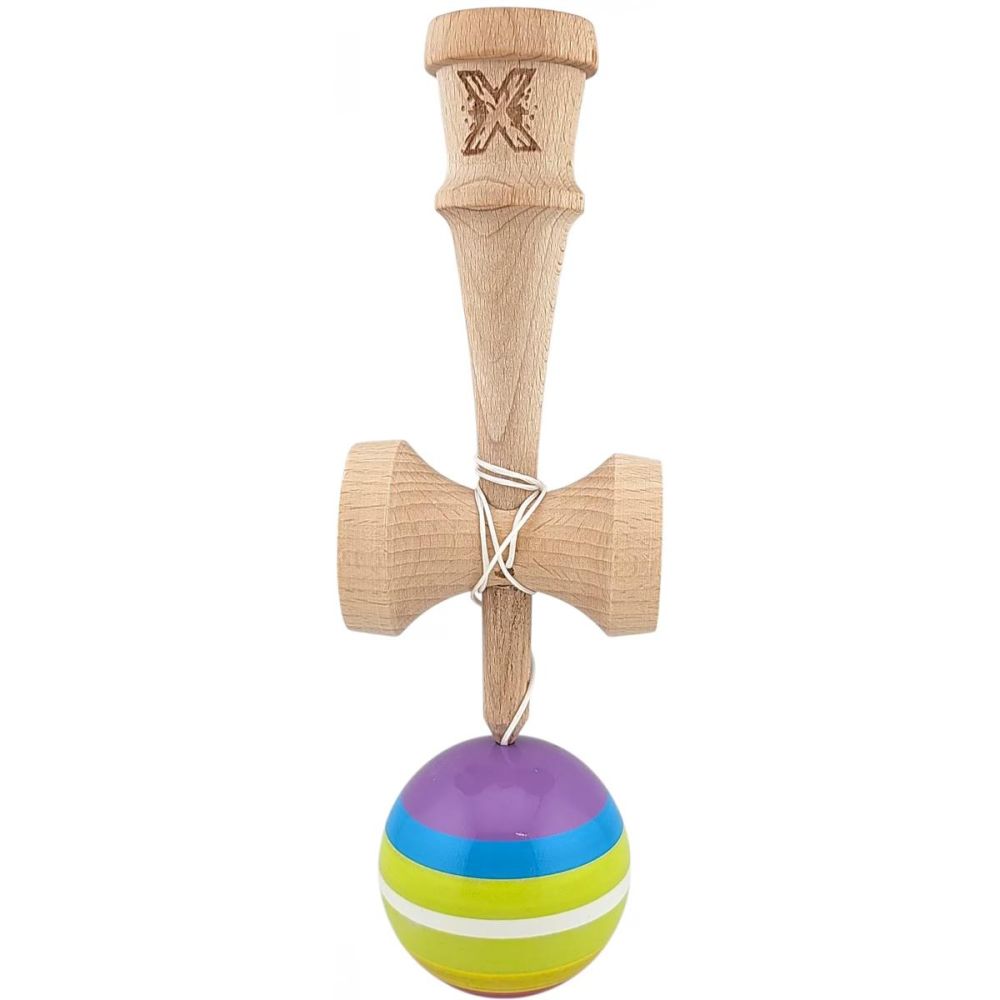 Дървена играчка за сръчност, Kendama X, Super Sticky, 18 см, Многоцветна