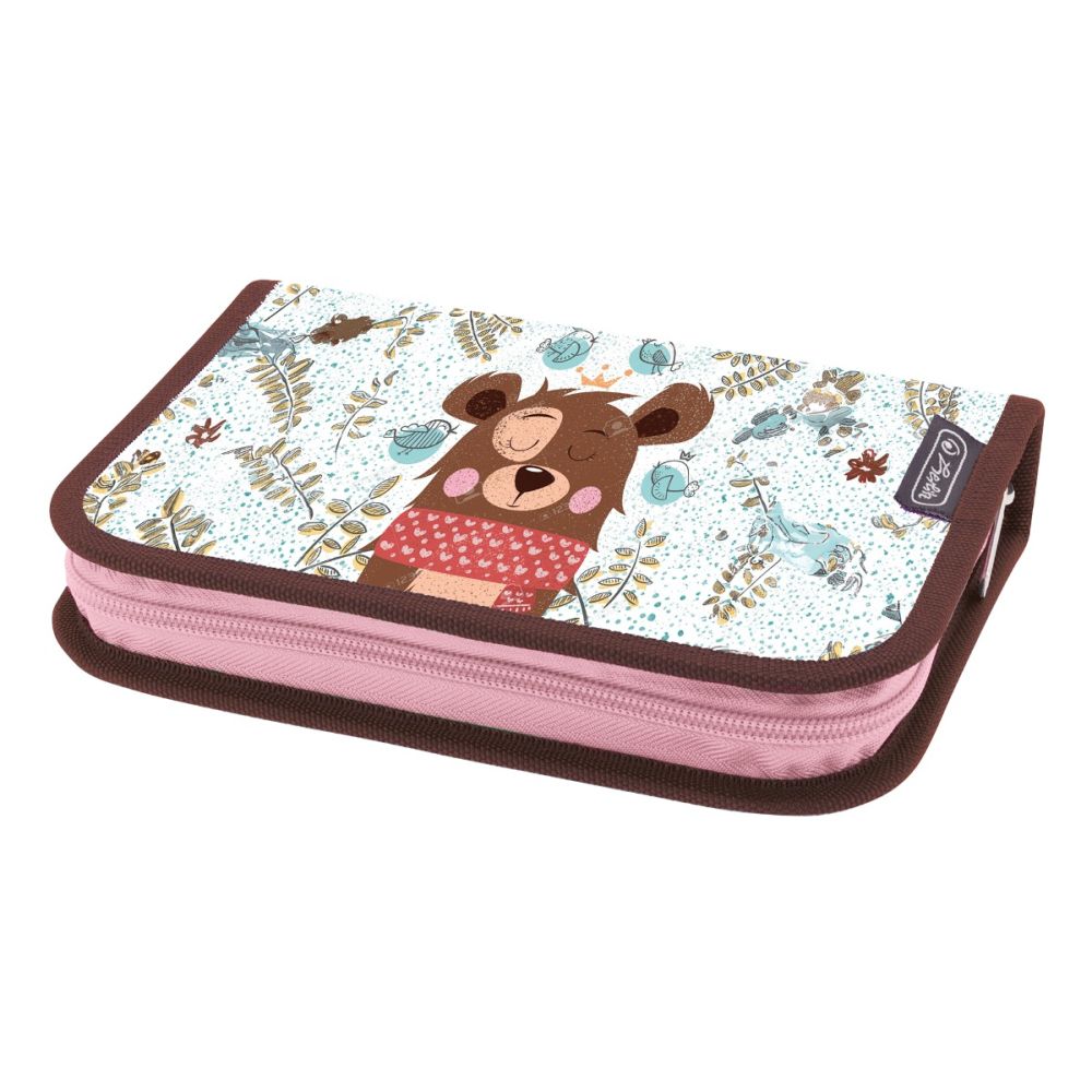 Оборудван моливник с едно отделение, Herlitz, Cute Bear, 34 части