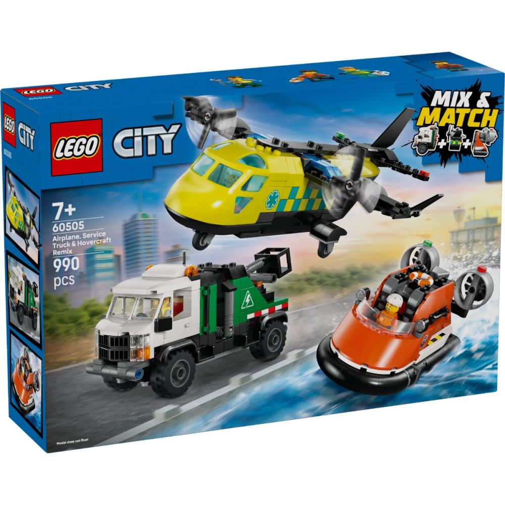 LEGO® City - Самолет, сервизен камион и лодка на въздушна възглавница – ремикс (60505)