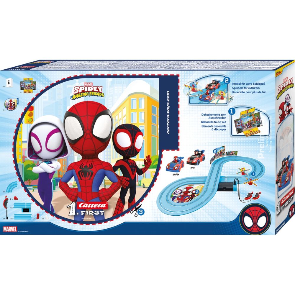Комплект състезателна писта с 2 колички, Carrera, Spidey Amazing Friends