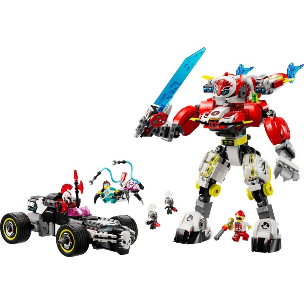 LEGO® Dreamzzz - Тигър-робот на Купър и кола драгстер на Zero (71497)