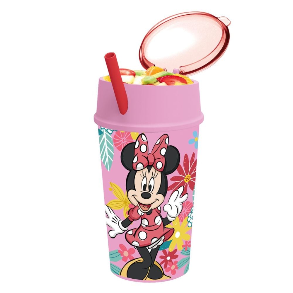 Чаша със сламка и горно отделение, Stor, Minnie Mouse, 400 мл