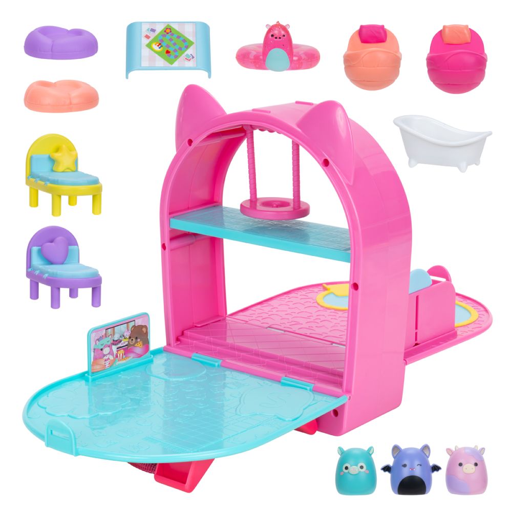 Комплект 3 фигурки, Squishmallows, Squish a longs, Party Pack On the Go, 9 аксесоара