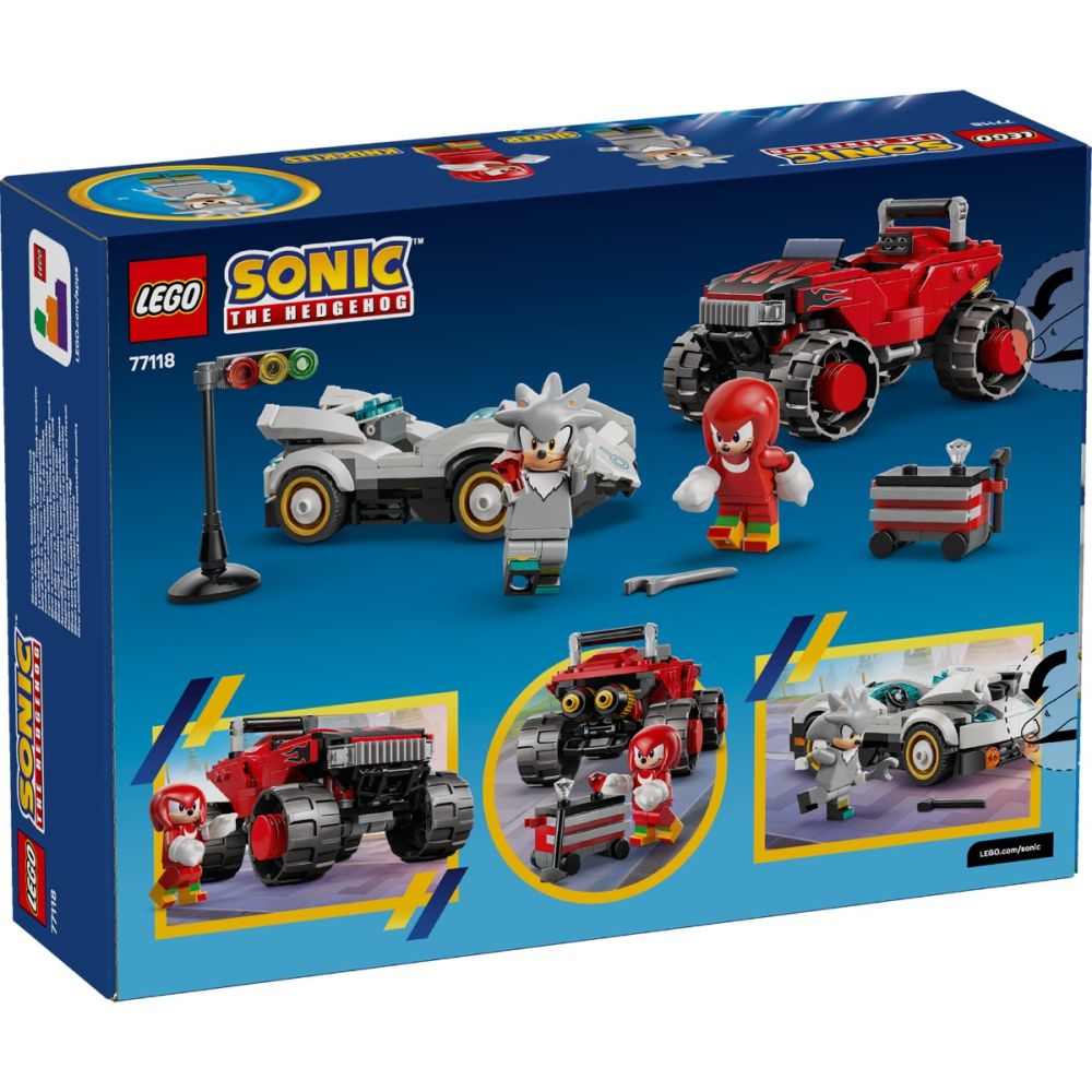 LEGO® Sonic The Hedgehog - Колата на Silver срещу чудовищния камион на Нъкълс (77118)