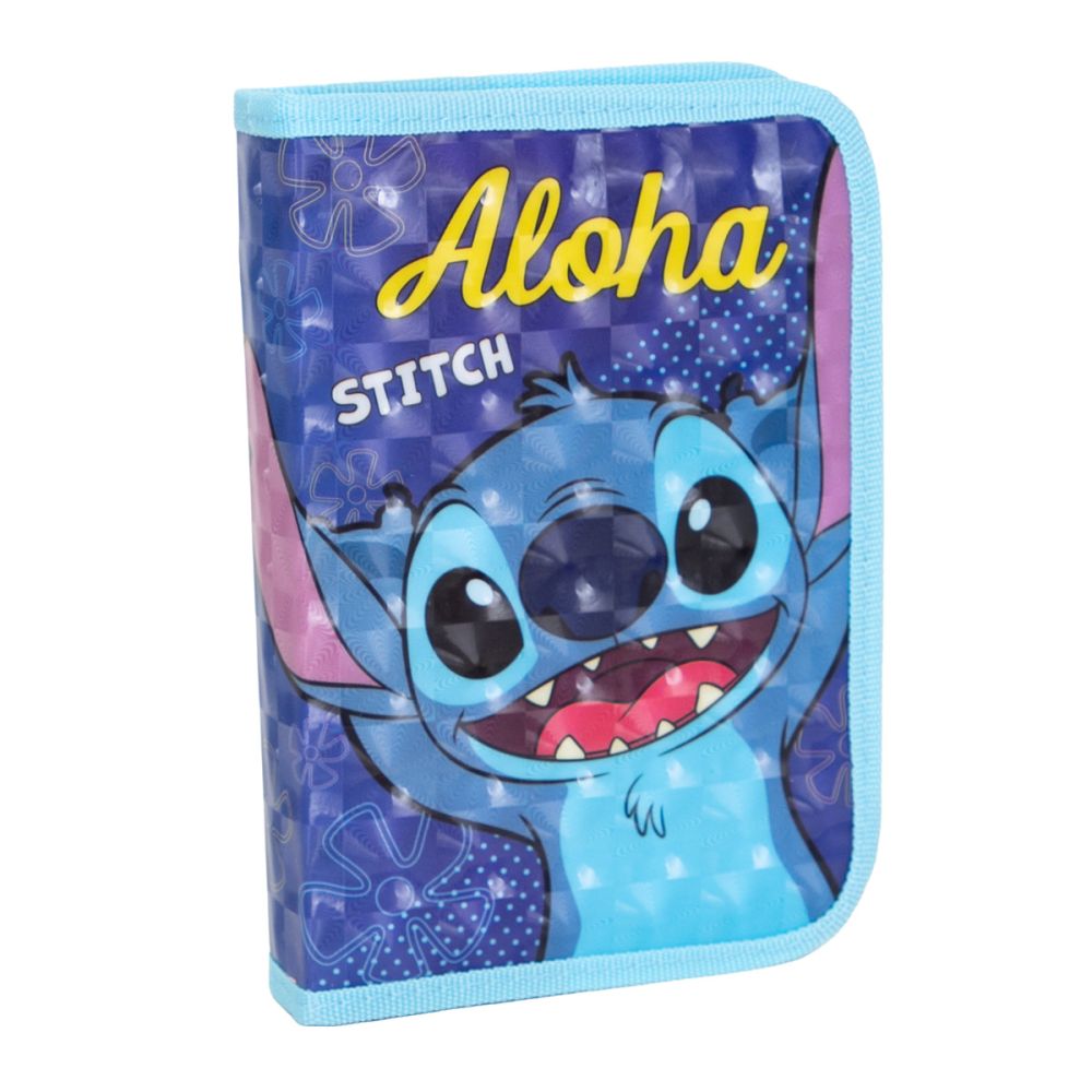 Моливник с 1 цип и 2 удължения, Disney Stitch, Aloha, Син
