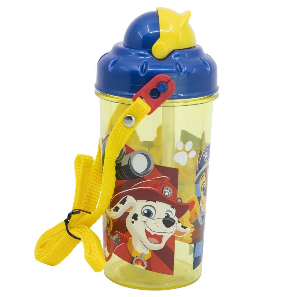 Пластмасова бутилка със сламка, Paw Patrol, 465 мл