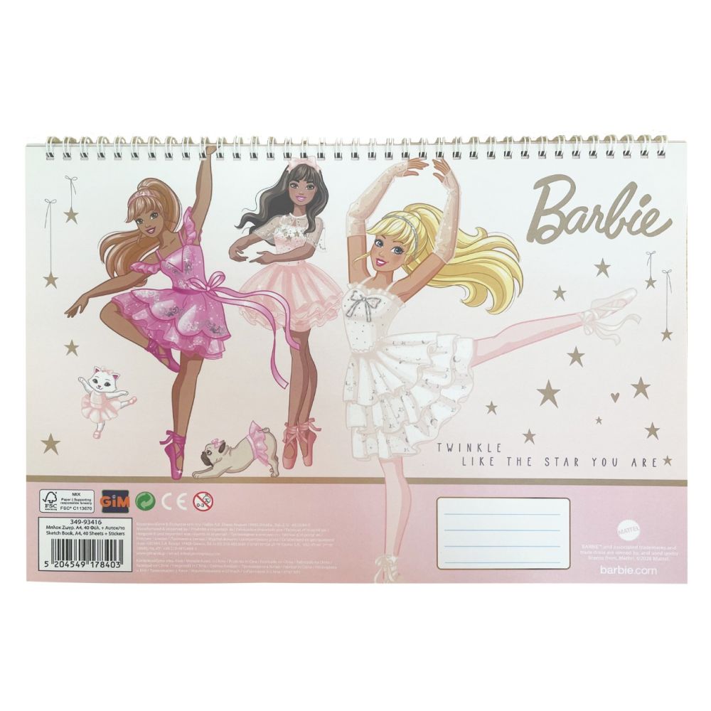 Скицник със стикери Barbie Ballet, 40 листа