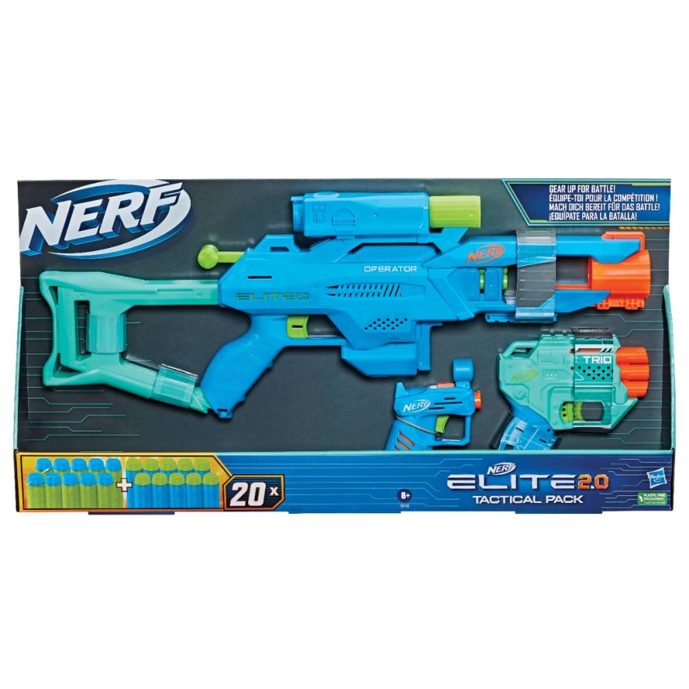 Бластер Nerf с 20 гъбени стрелички, Elite 2.0 Tactical Pack