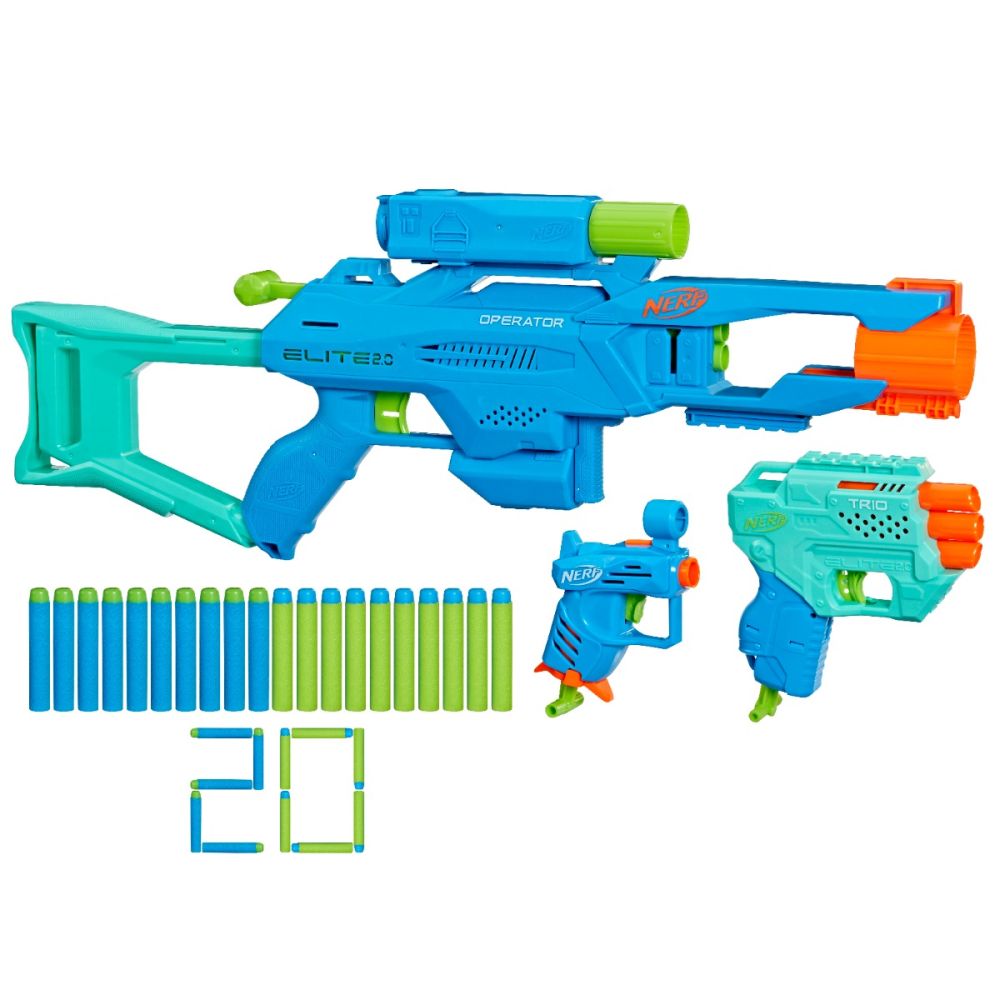 Бластер Nerf с 20 гъбени стрелички, Elite 2.0 Tactical Pack