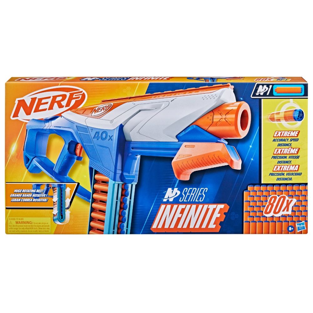Бластер с 80 дунапренени стрелички, Nerf, N1 Series, Infinite