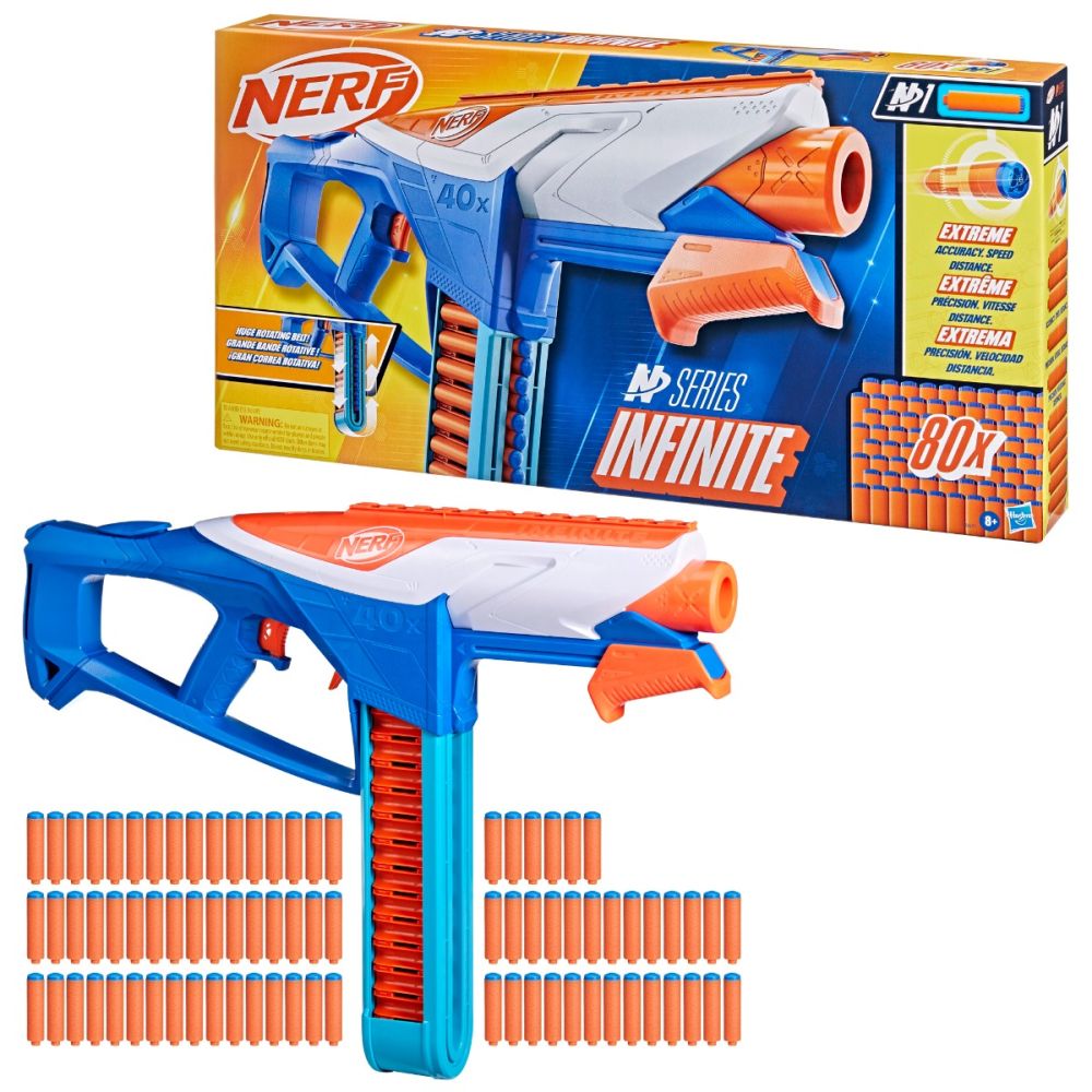 Бластер с 80 дунапренени стрелички, Nerf, N1 Series, Infinite