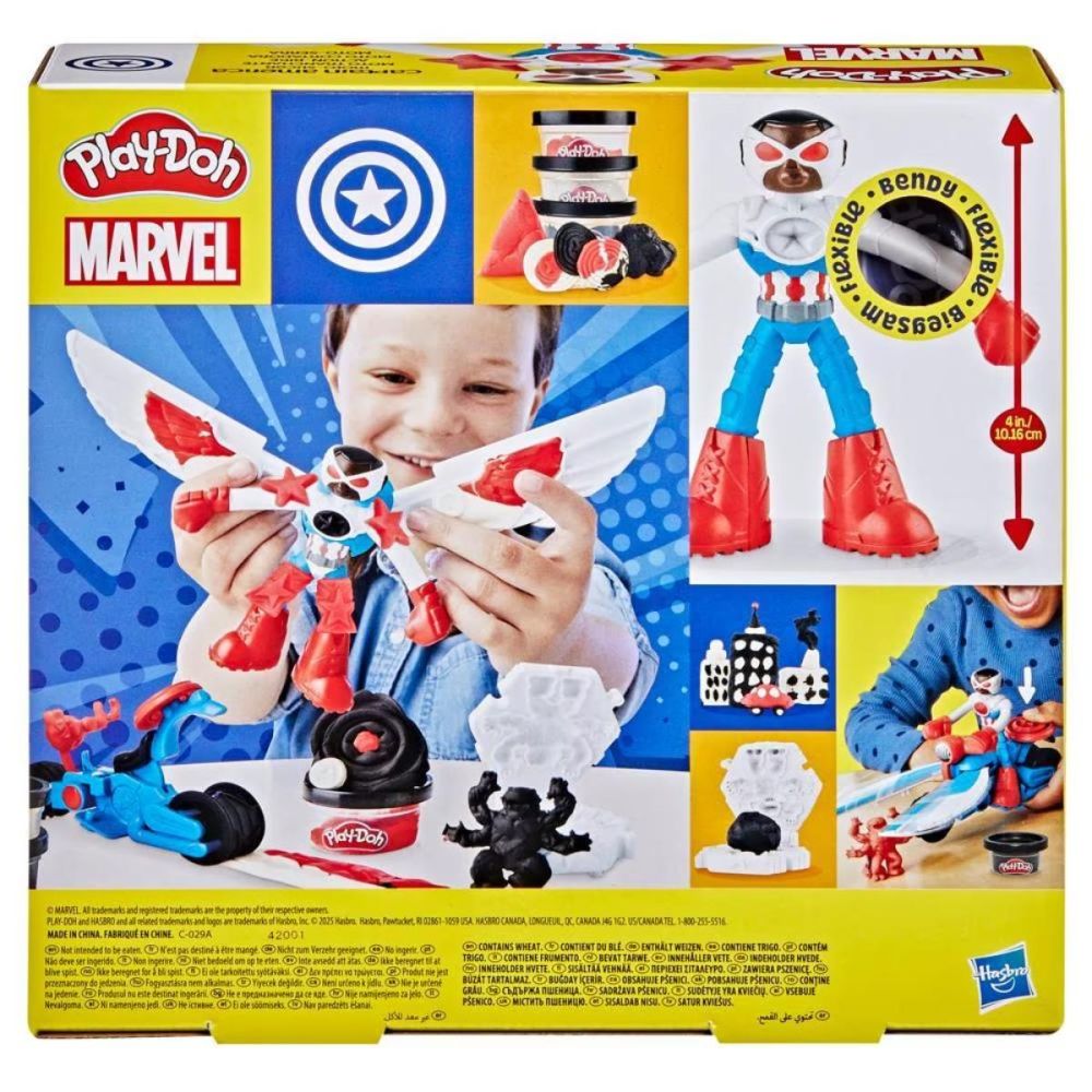 Комплект за игра с фигурка, Play-Doh, Marvel, Captain America и Moto Slicer, G0555