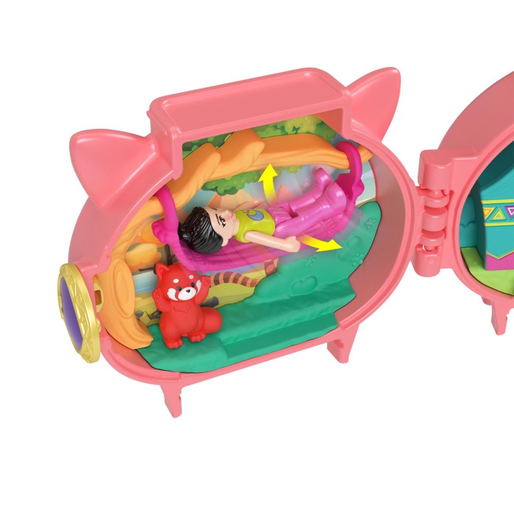 Мини чантичка във формата на животно с аксесоари, Polly Pocket, Червена Панда, HKV49