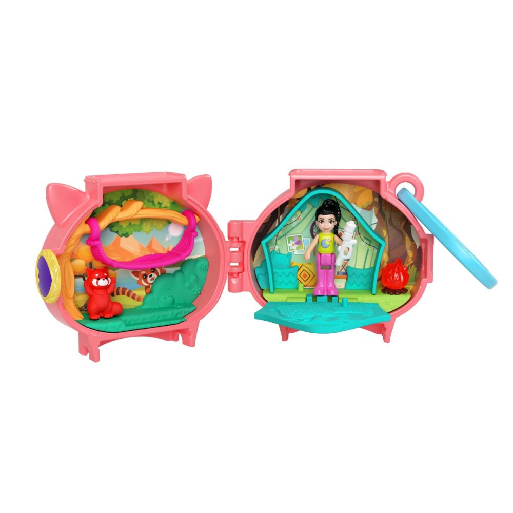 Мини чантичка във формата на животно с аксесоари, Polly Pocket, Червена Панда, HKV49