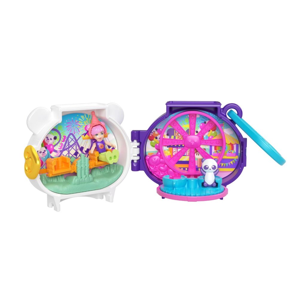 Мини чантичка във формата на животно с аксесоари, Polly Pocket, Панда, HRD38