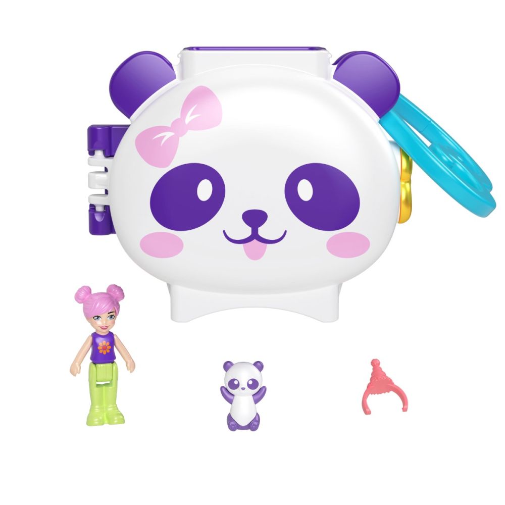 Мини чантичка във формата на животно с аксесоари, Polly Pocket, Панда, HRD38