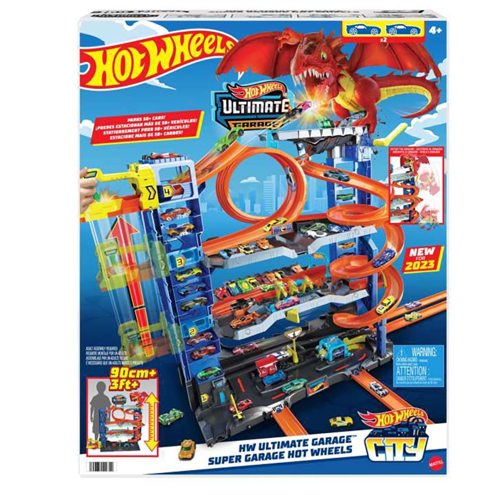 Комплект за игра с 2 колички, Hot Wheels, Мега Гараж, HKX48