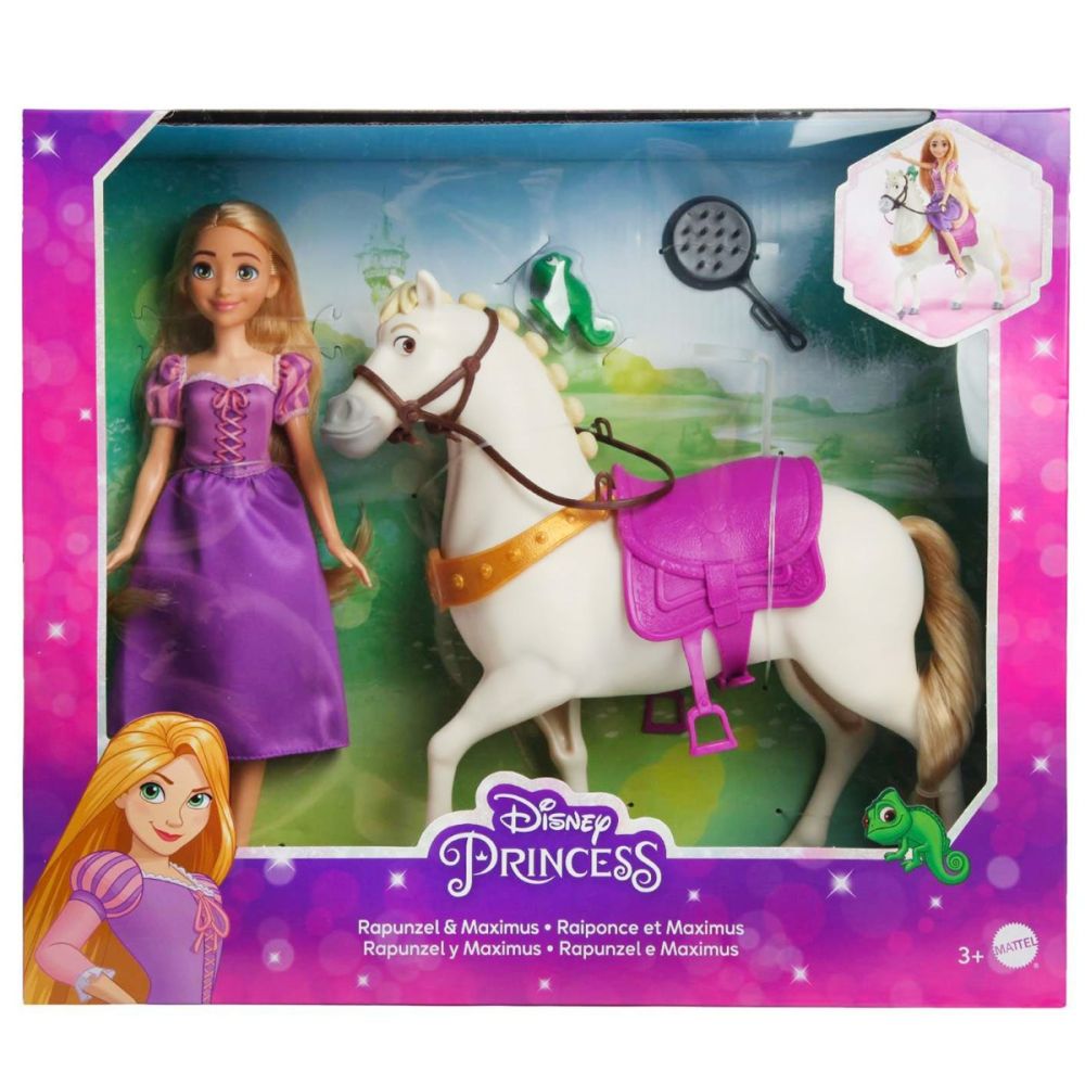Комплект кукла Рапунцел и кон Максимус, Disney Princess, HLW23