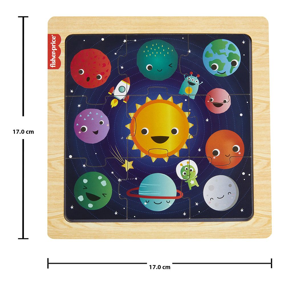 Мини дървен пъзел, Fisher Price, Космос, 9 части, HXV16
