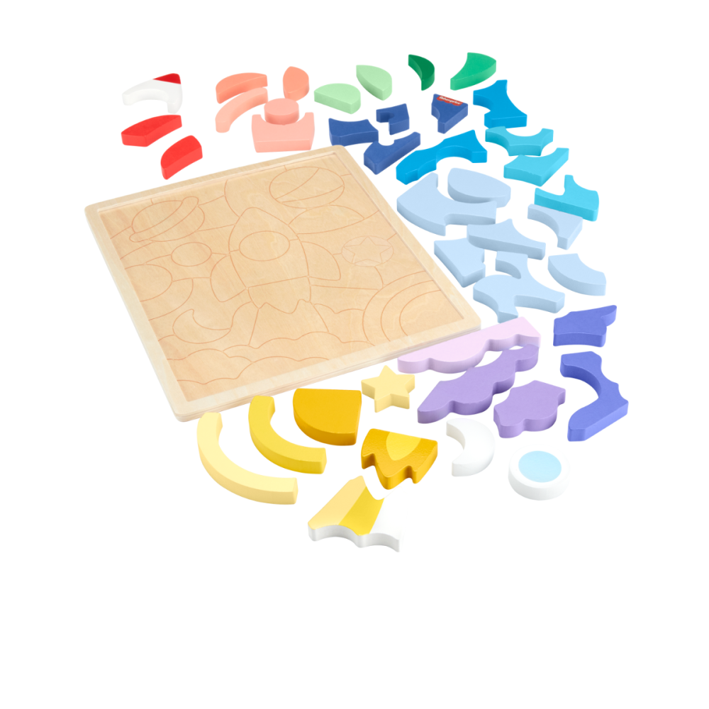Дървен пъзел, Fisher Price, Космос, 42 части, HXY42