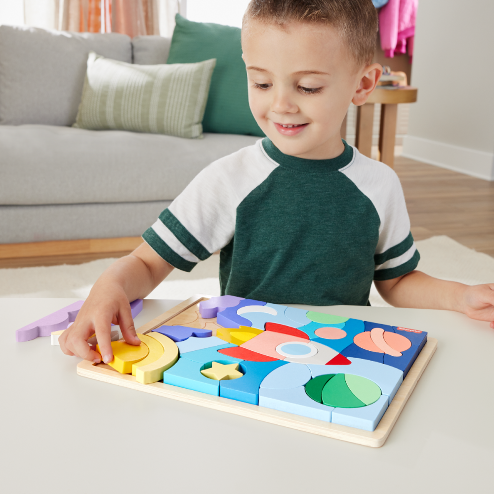 Дървен пъзел, Fisher Price, Космос, 42 части, HXY42