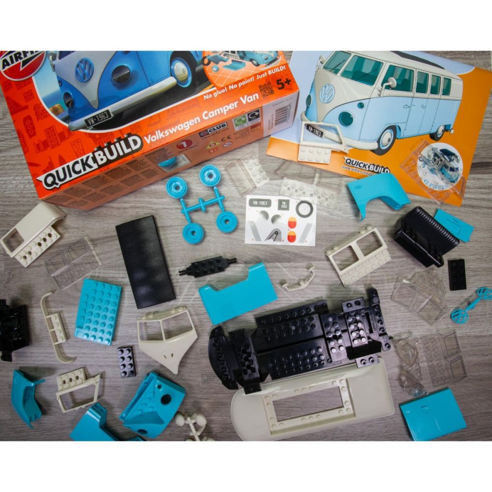 Строителен комплект, Airfix Quickbuild, Vw Camper Van Blue, 52 части
