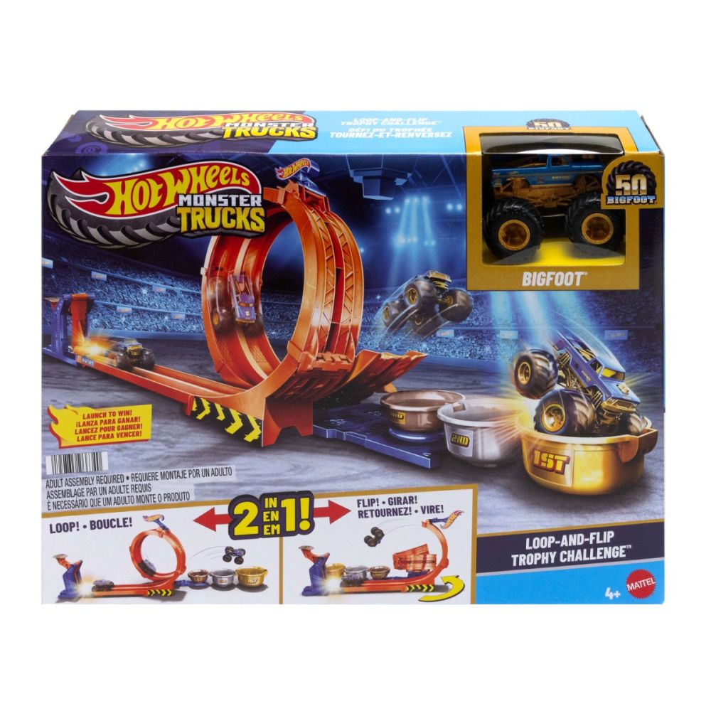 Комплект за игра, Hot Wheels, Monster Truck, Loop-And-Flip Trophy Challenge, JBX64