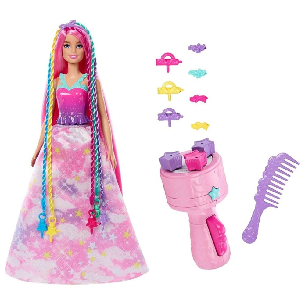 Кукла с аксесоар за коса, Barbie Dreamtopia Twist n Style, JCW55