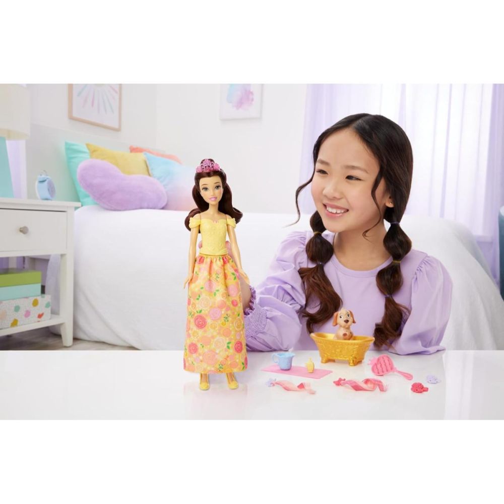 Кукла Disney Princess, Colour Changing, Bella Bathe & Brush Dog, JFC42