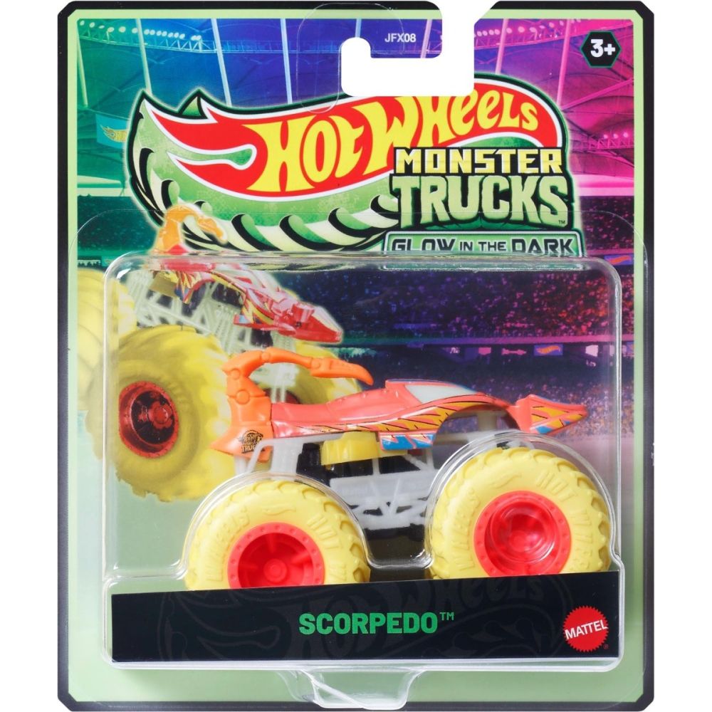 Количка Hot Wheels, Monster Truck, Glow In The Dark, Scorpedo, JFX24