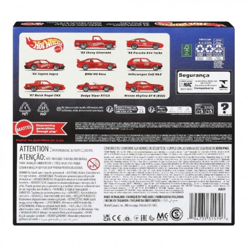 Комплект 8 колички., Hot Wheels Silver Series, 80Th Anniversary, 1:64, JGK09